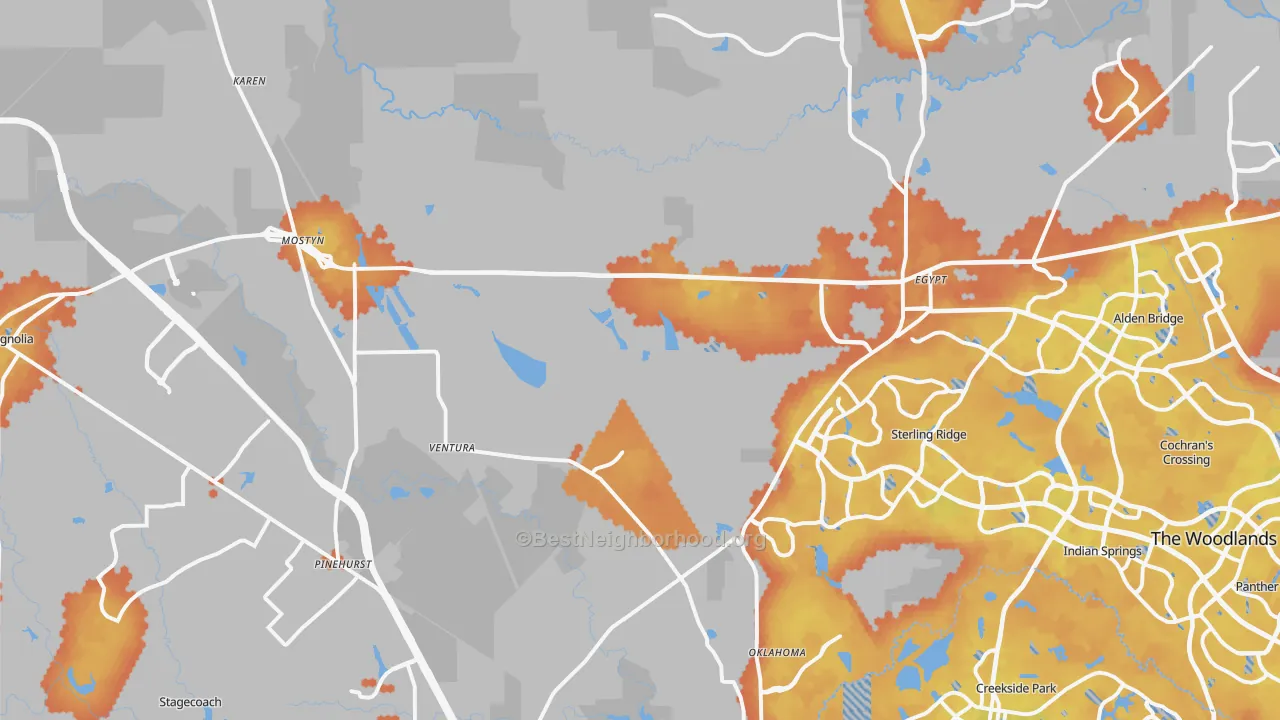 Bike Grade map of 77354, TX