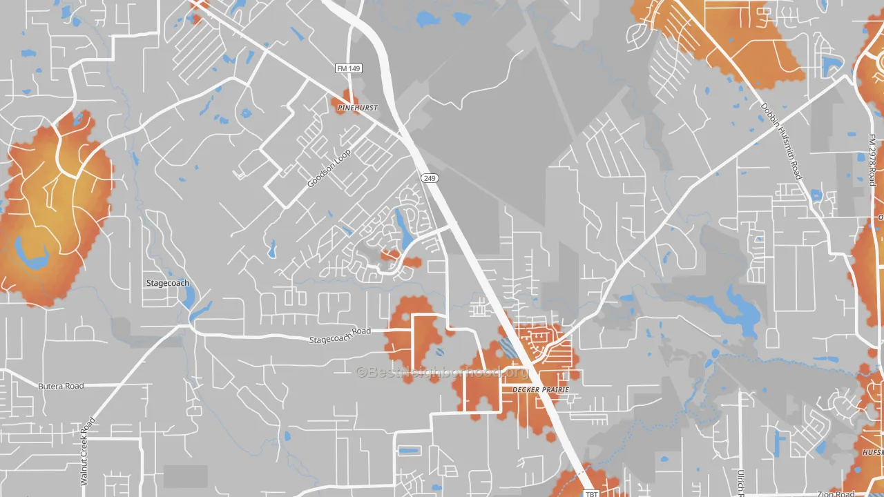 Bike Grade map of 77362, TX
