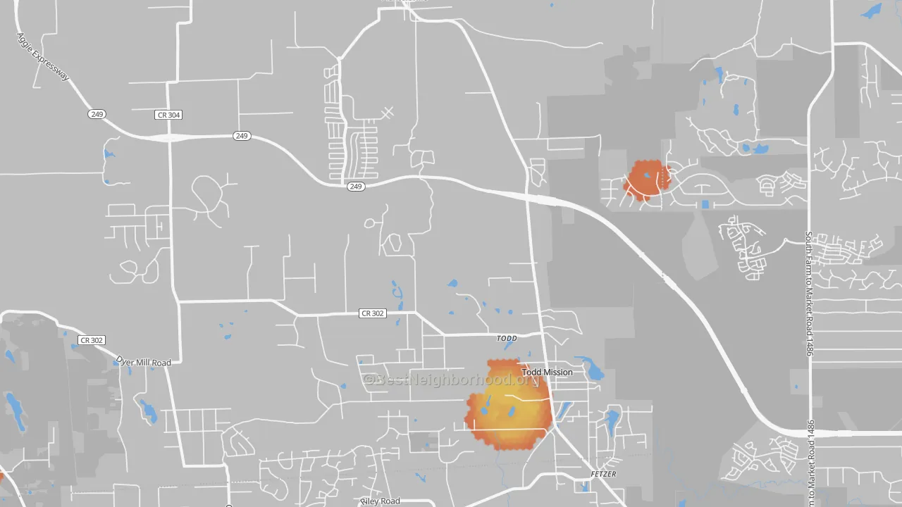 Bike Grade map of 77363, TX