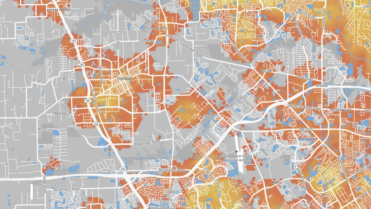 Bike Grade map of 77375, TX