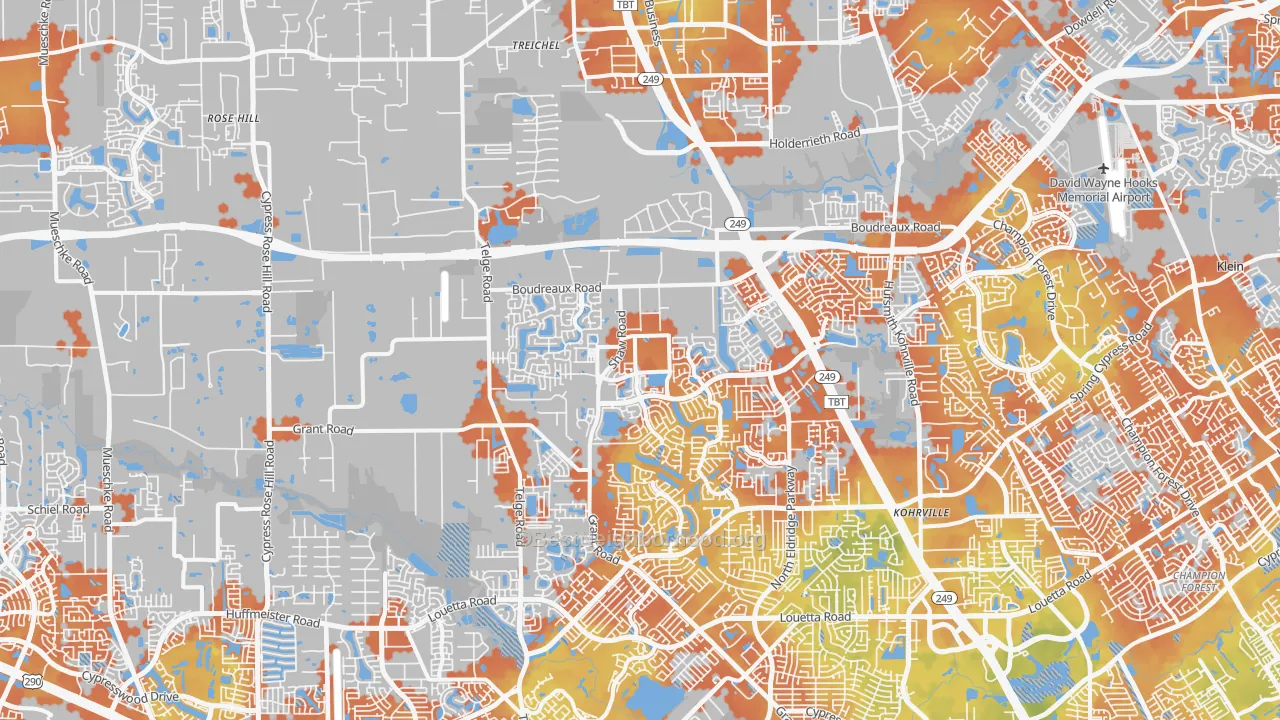 Bike Grade map of 77377, TX