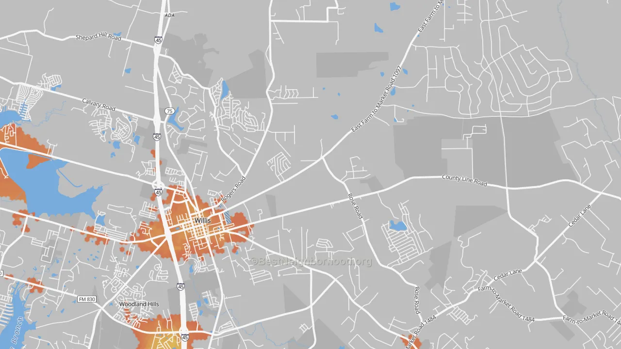 Bike Grade map of 77378, TX