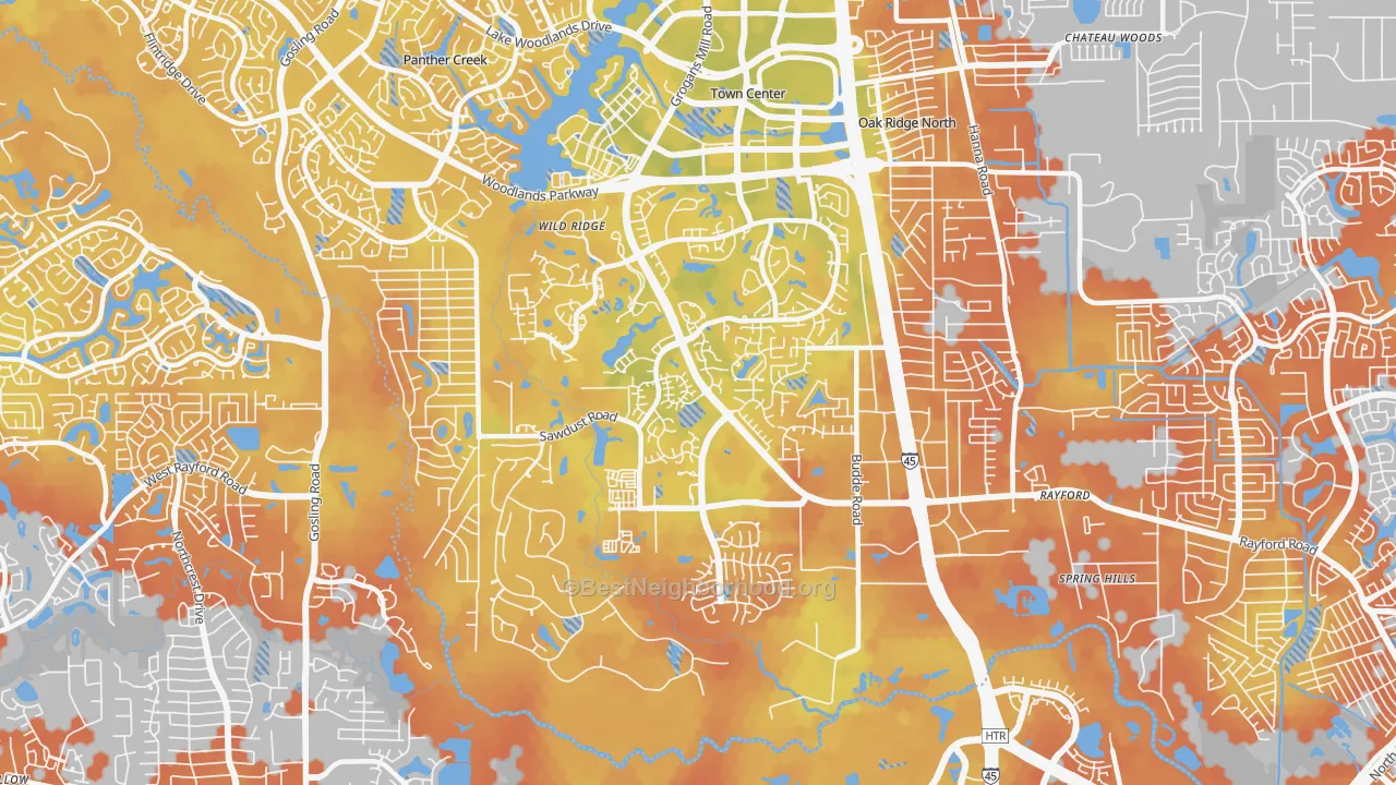 Bike Grade map of 77380, TX