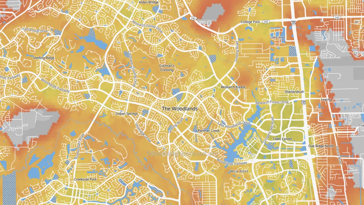 Bike Grade map of 77381, TX