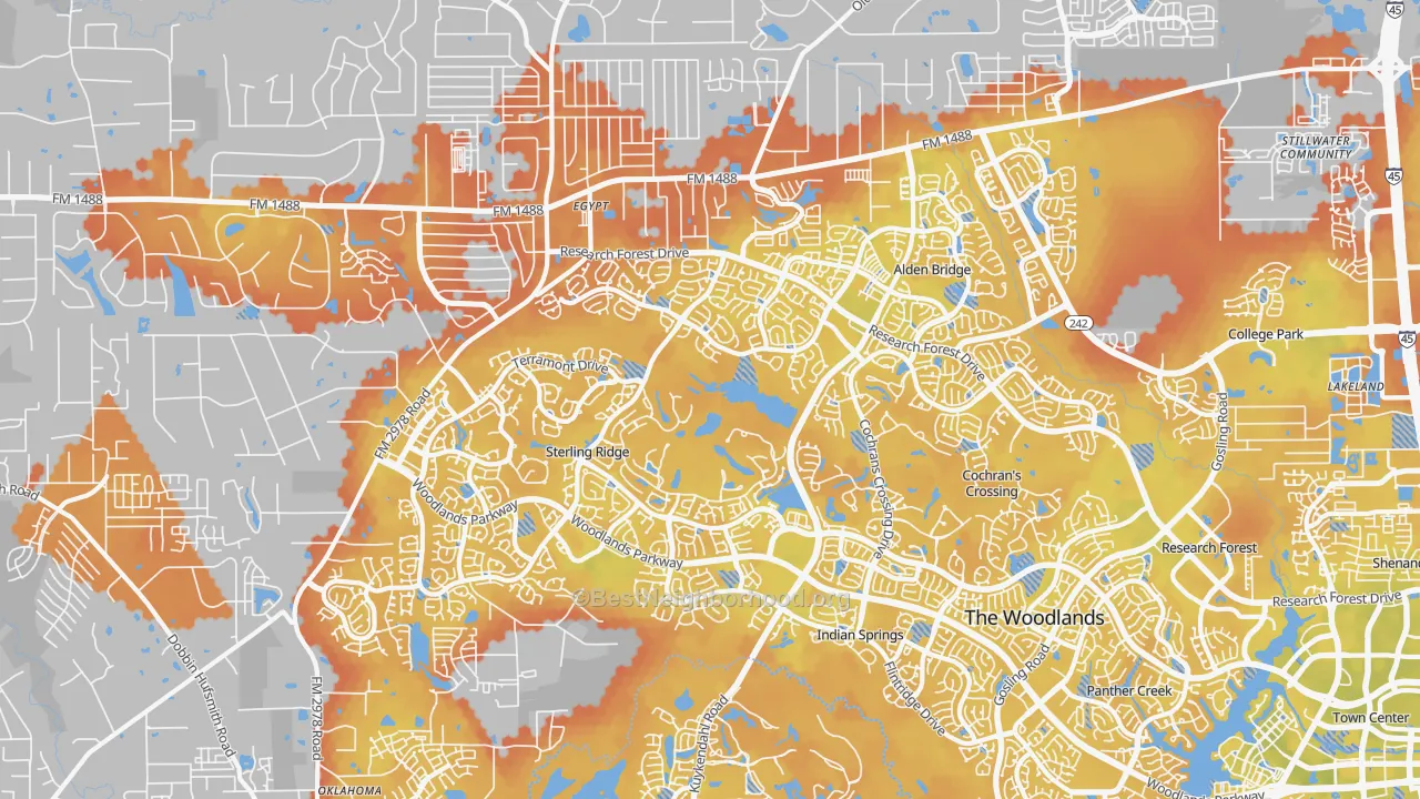 Bike Grade map of 77382, TX