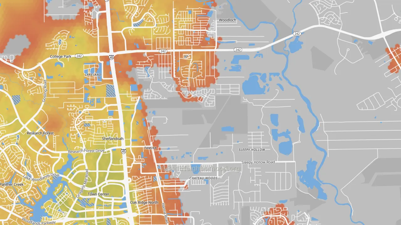 Bike Grade map of 77385, TX