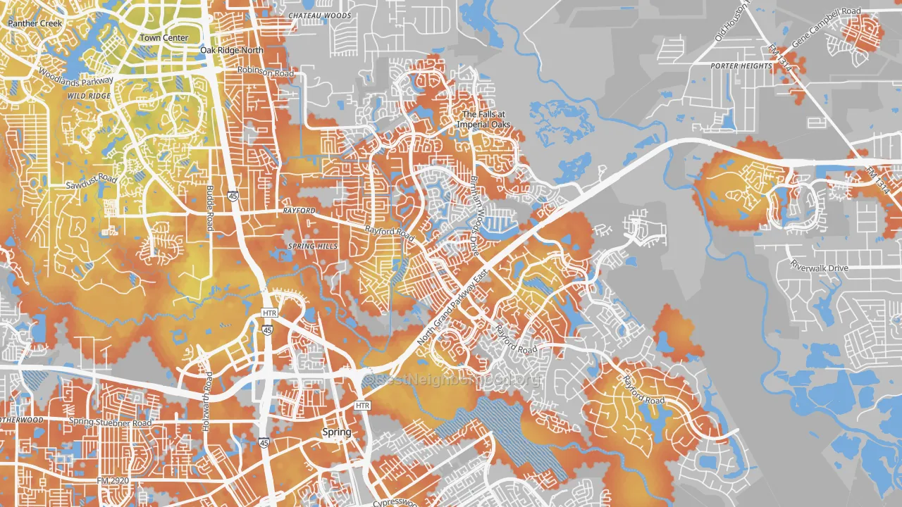 Bike Grade map of 77386, TX