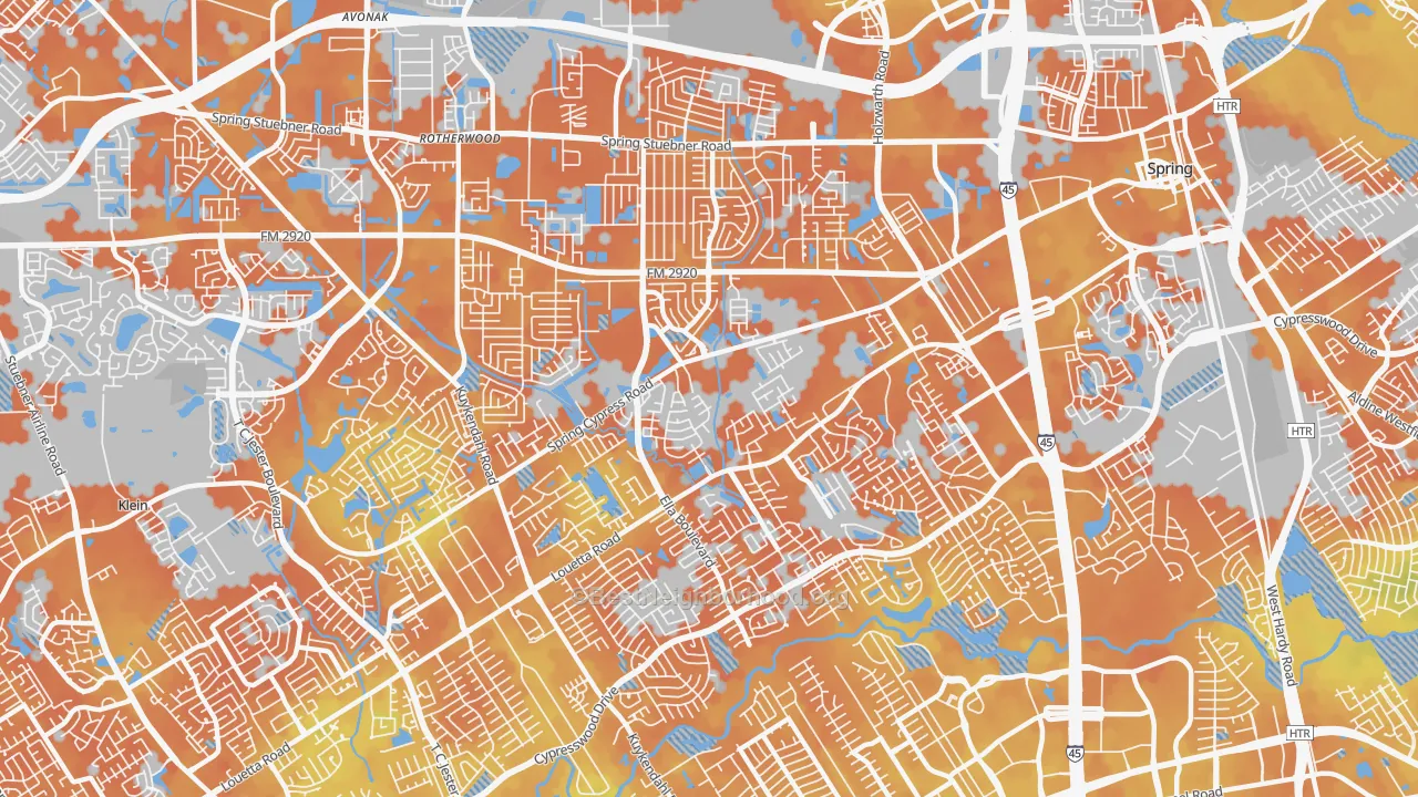 Bike Grade map of 77388, TX