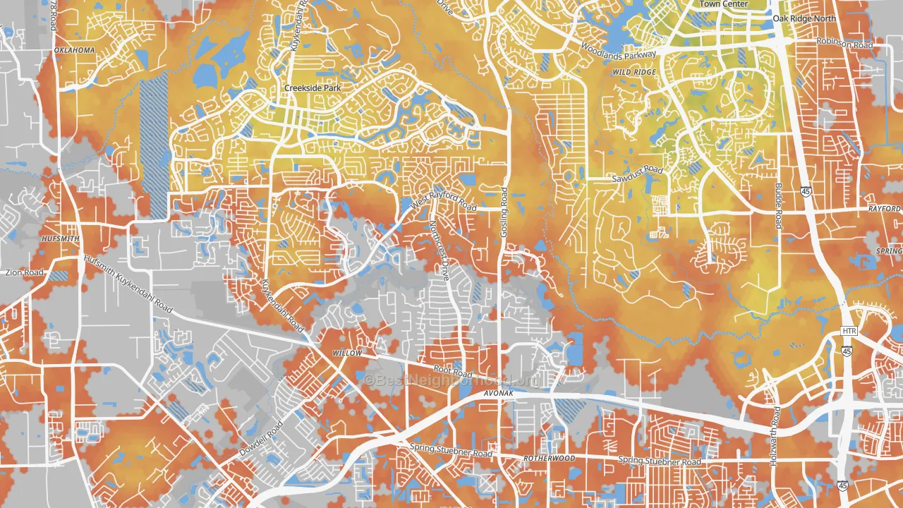Bike Grade map of 77389, TX