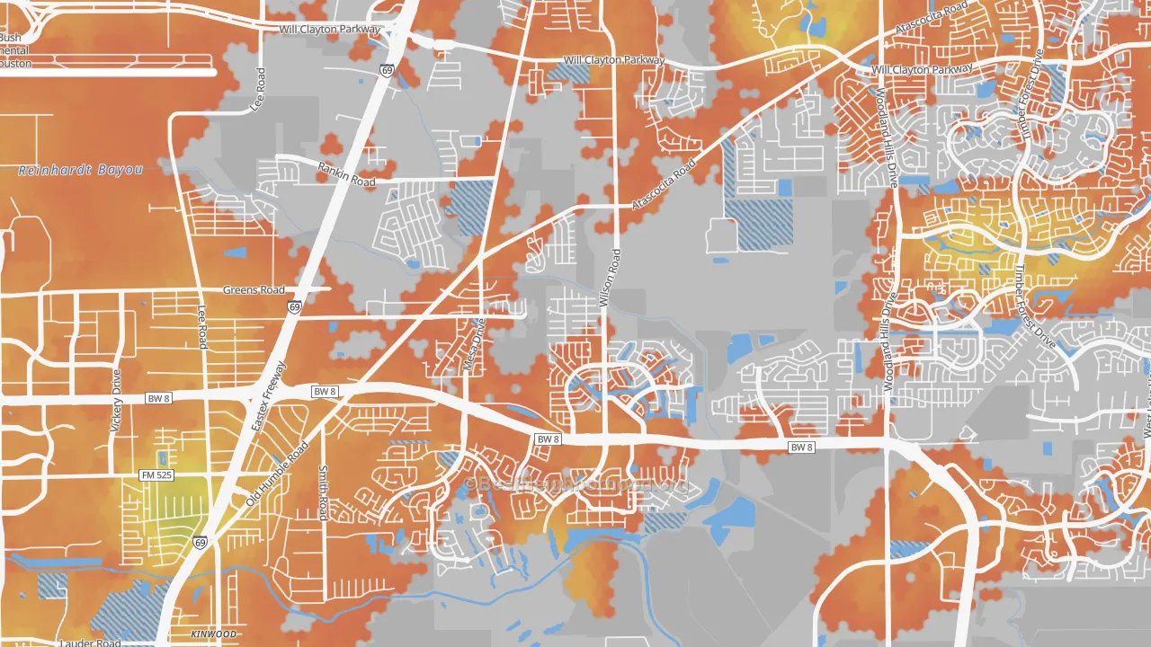 Bike Grade map of 77396, TX