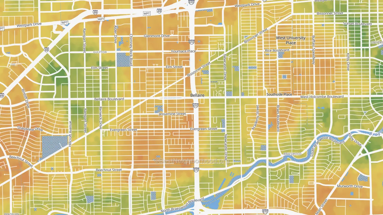 Bike Grade map of 77401, TX