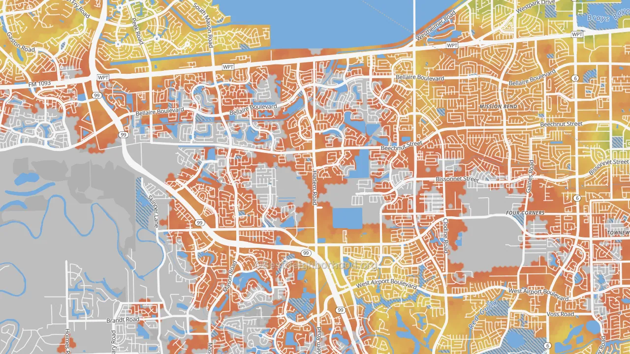 Bike Grade map of 77407, TX