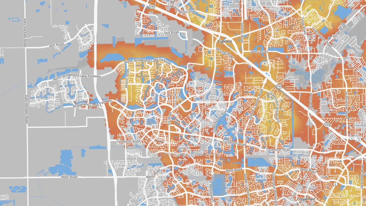 Bike Grade map of 77433, TX