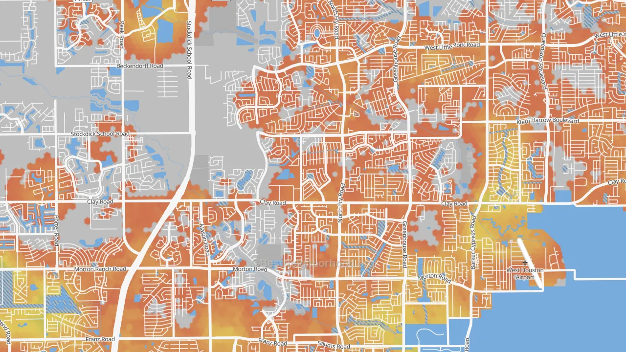Bike Grade map of 77449, TX