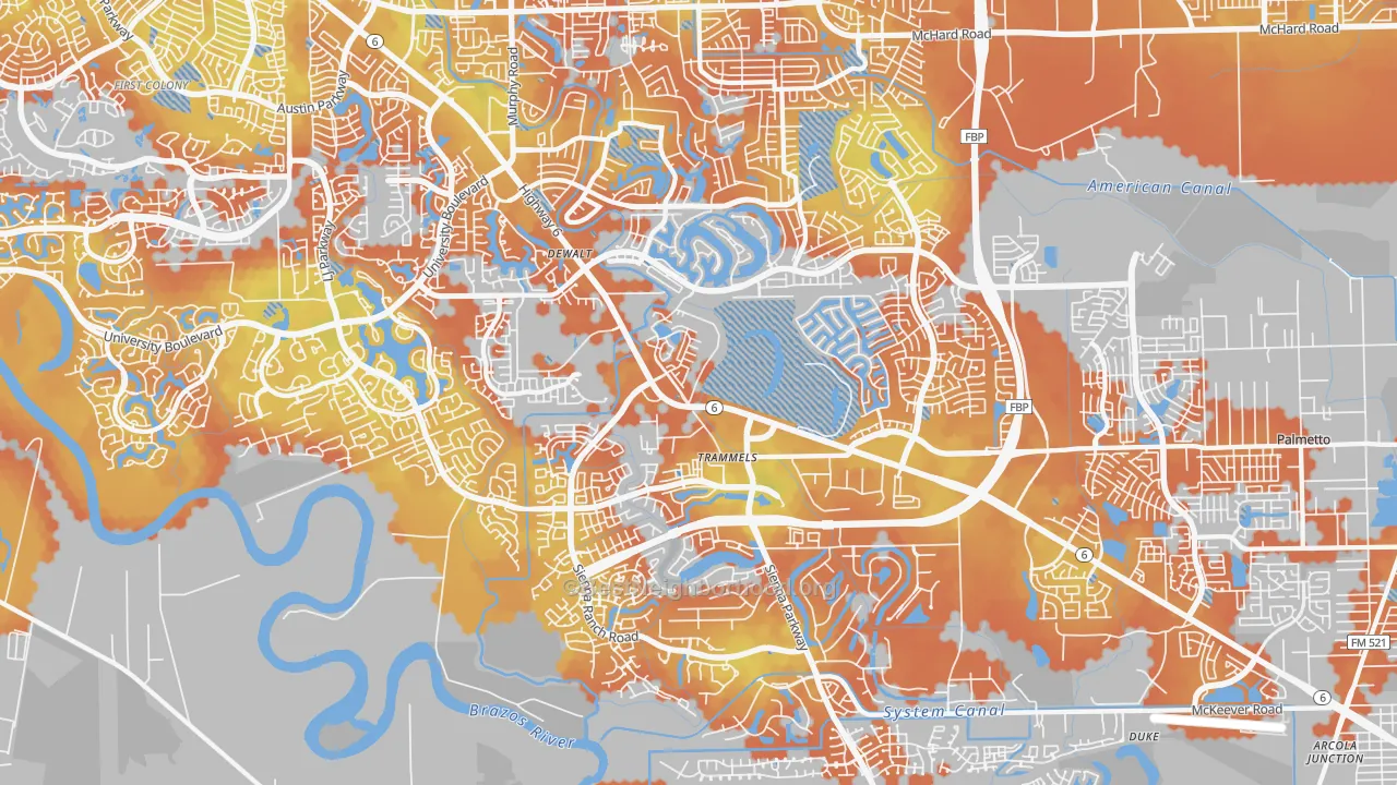 Bike Grade map of 77459, TX