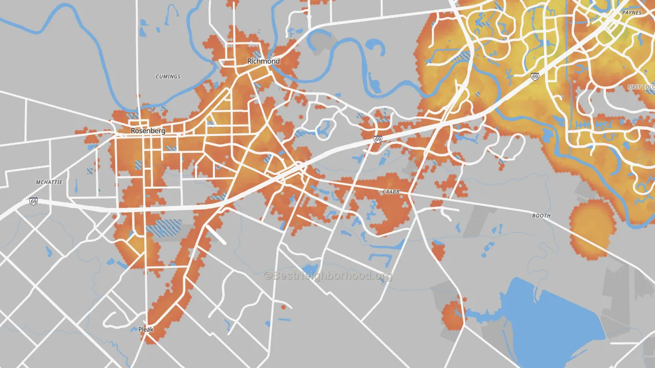 Bike Grade map of 77469, TX