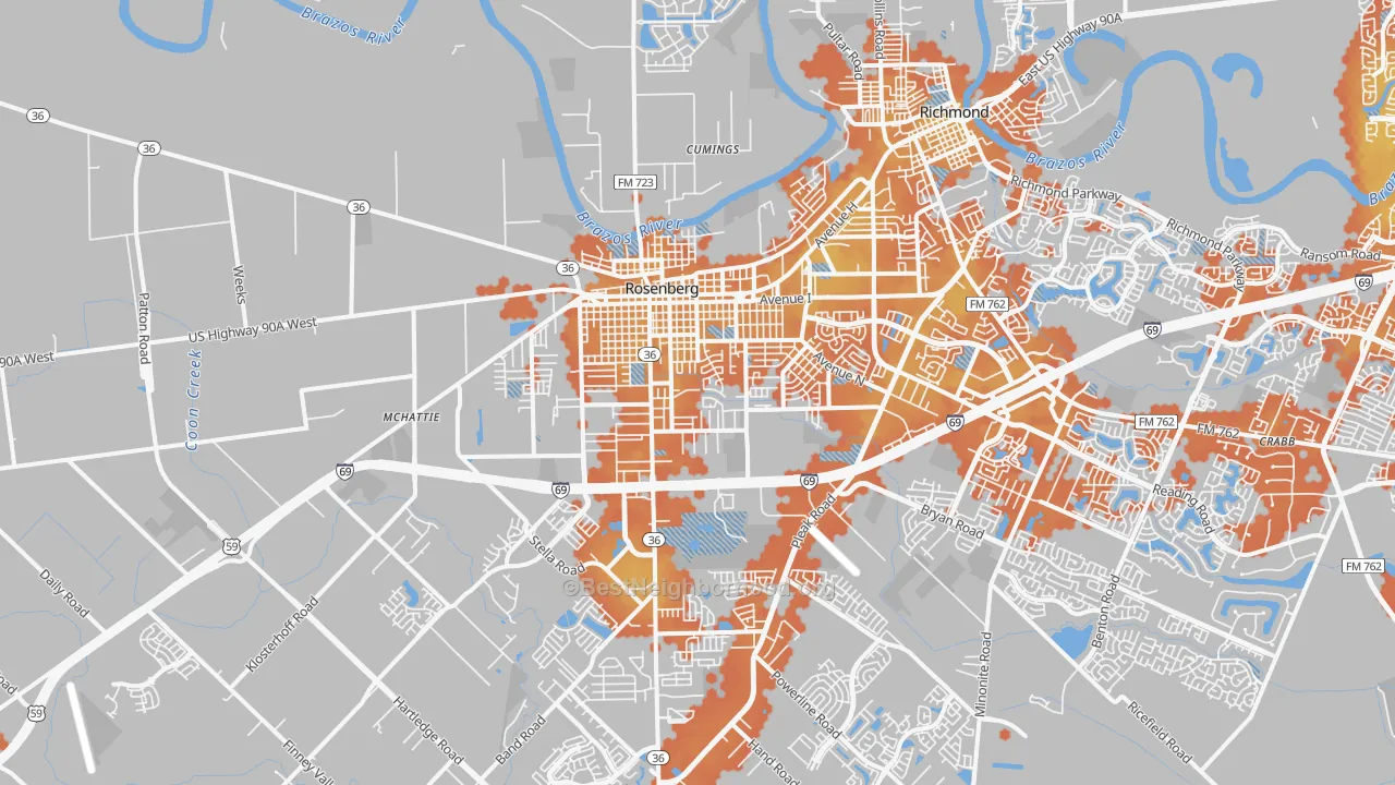 Bike Grade map of 77471, TX