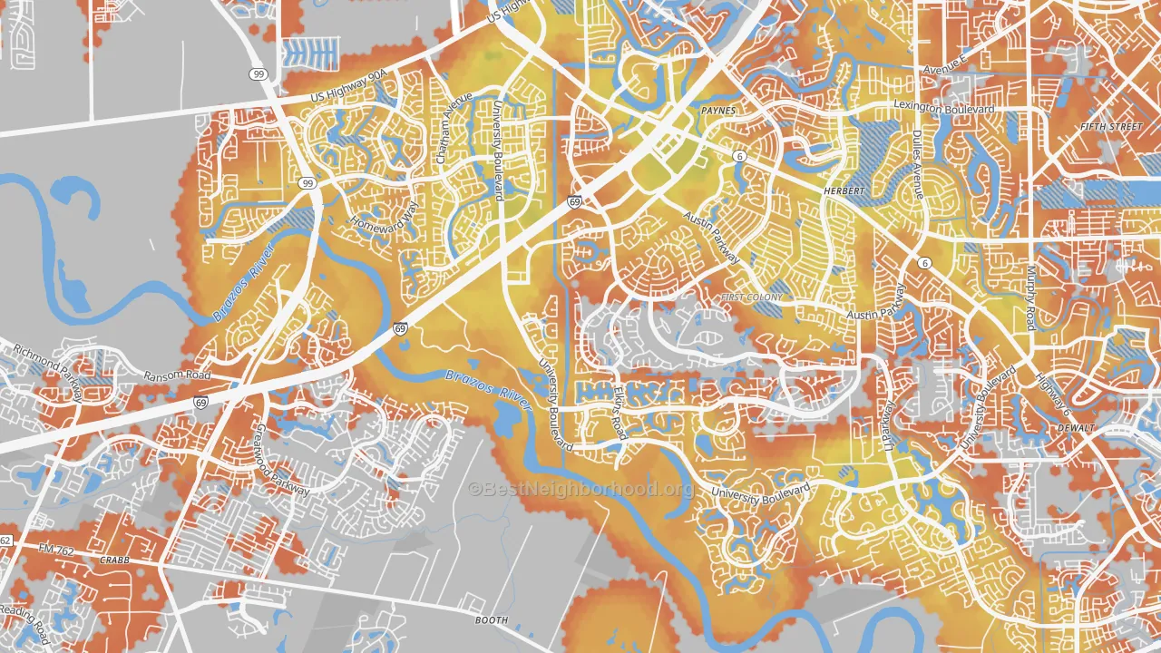 Bike Grade map of 77479, TX