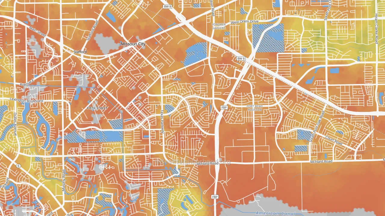Bike Grade map of 77489, TX