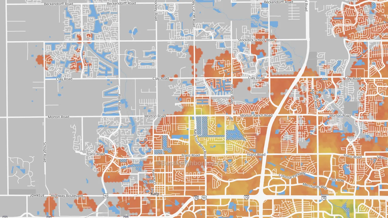 Bike Grade map of 77493, TX