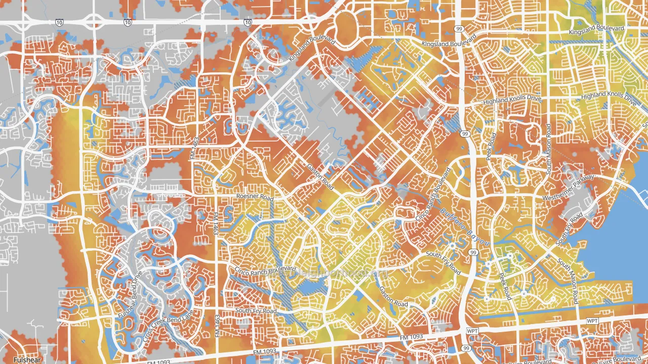 Bike Grade map of 77494, TX