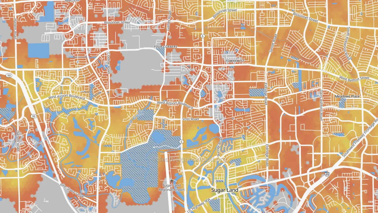 Bike Grade map of 77498, TX