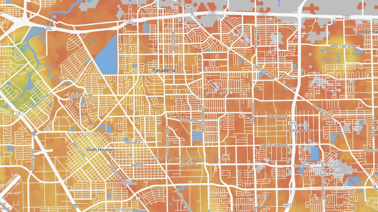 Bike Grade map of 77502, TX