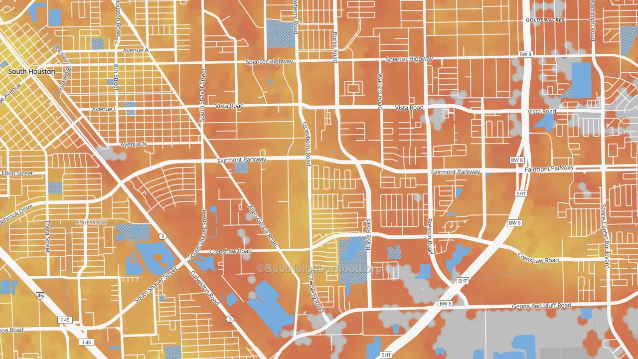 Bike Grade map of 77504, TX
