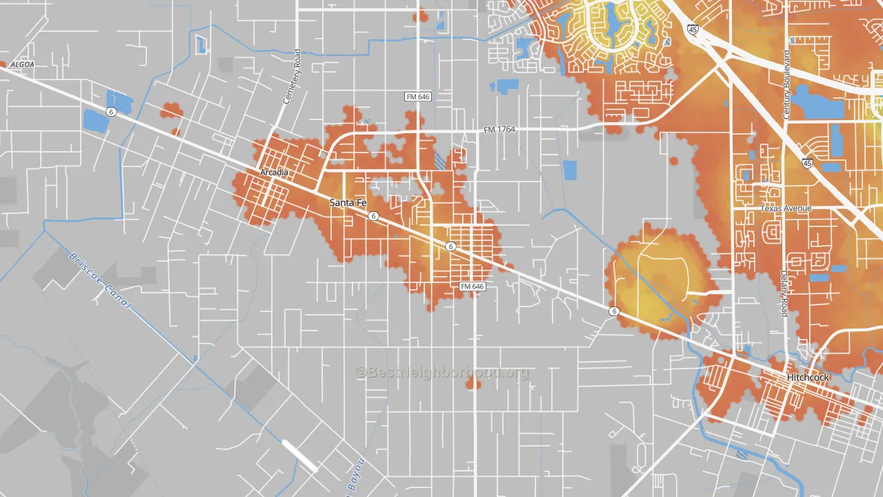 Bike Grade map of 77510, TX