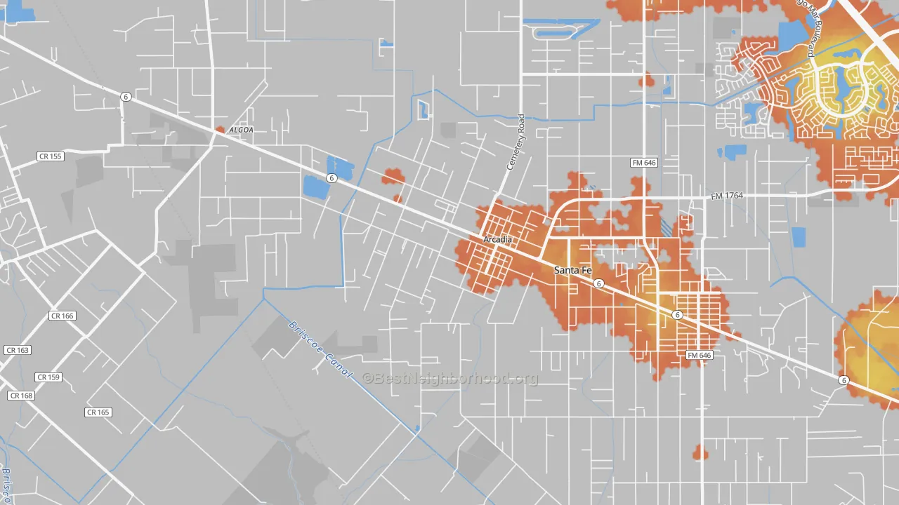 Bike Grade map of 77517, TX