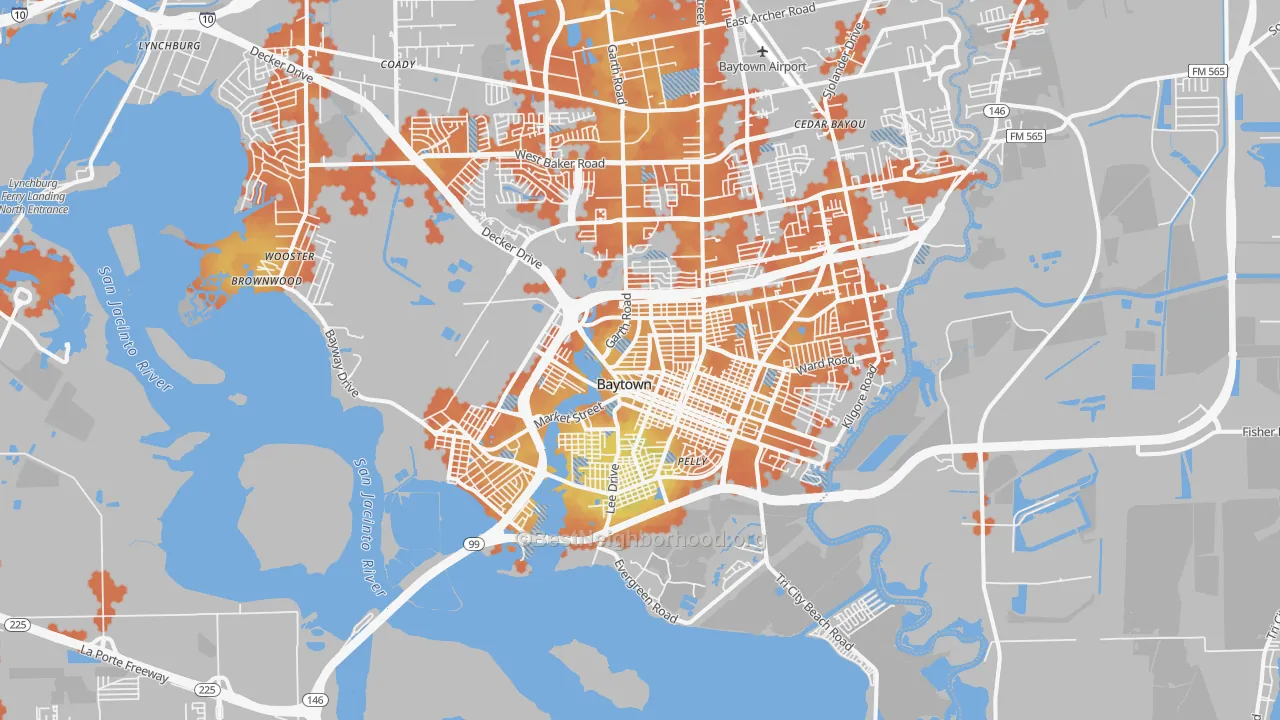 Bike Grade map of 77520, TX