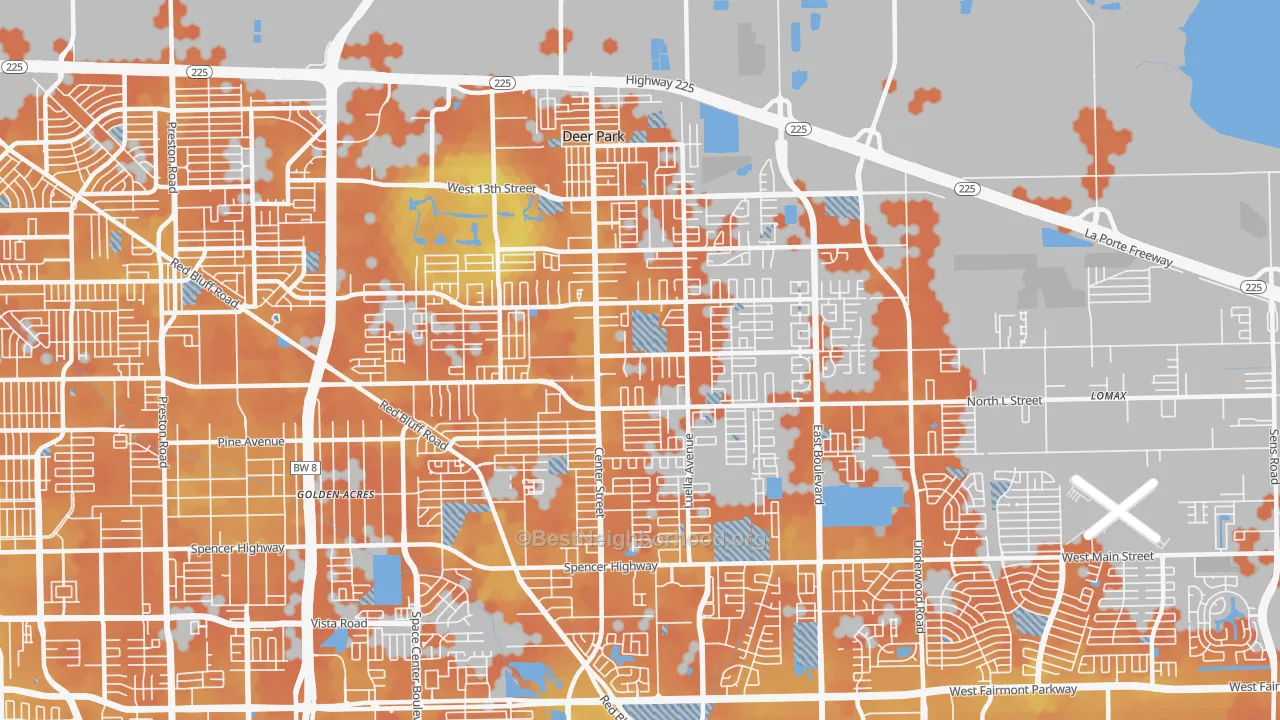 Bike Grade map of 77536, TX
