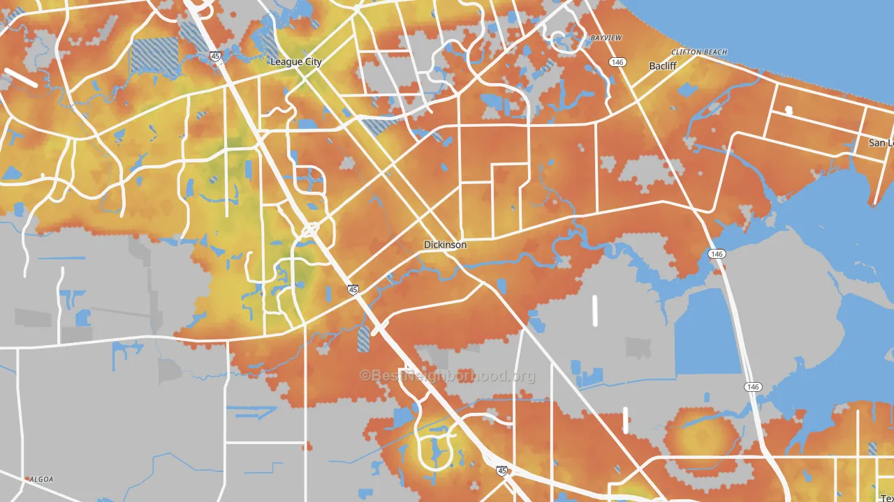 Bike Grade map of 77539, TX