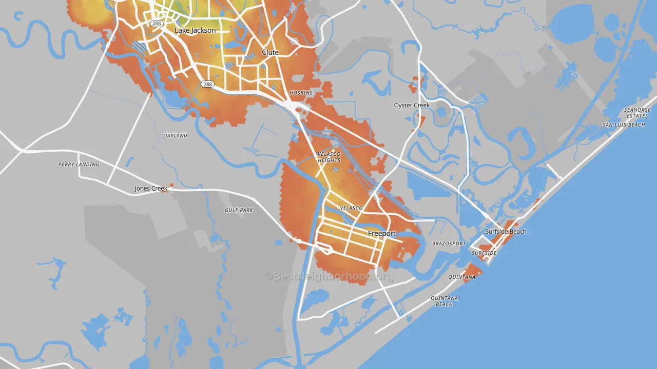 Bike Grade map of 77541, TX