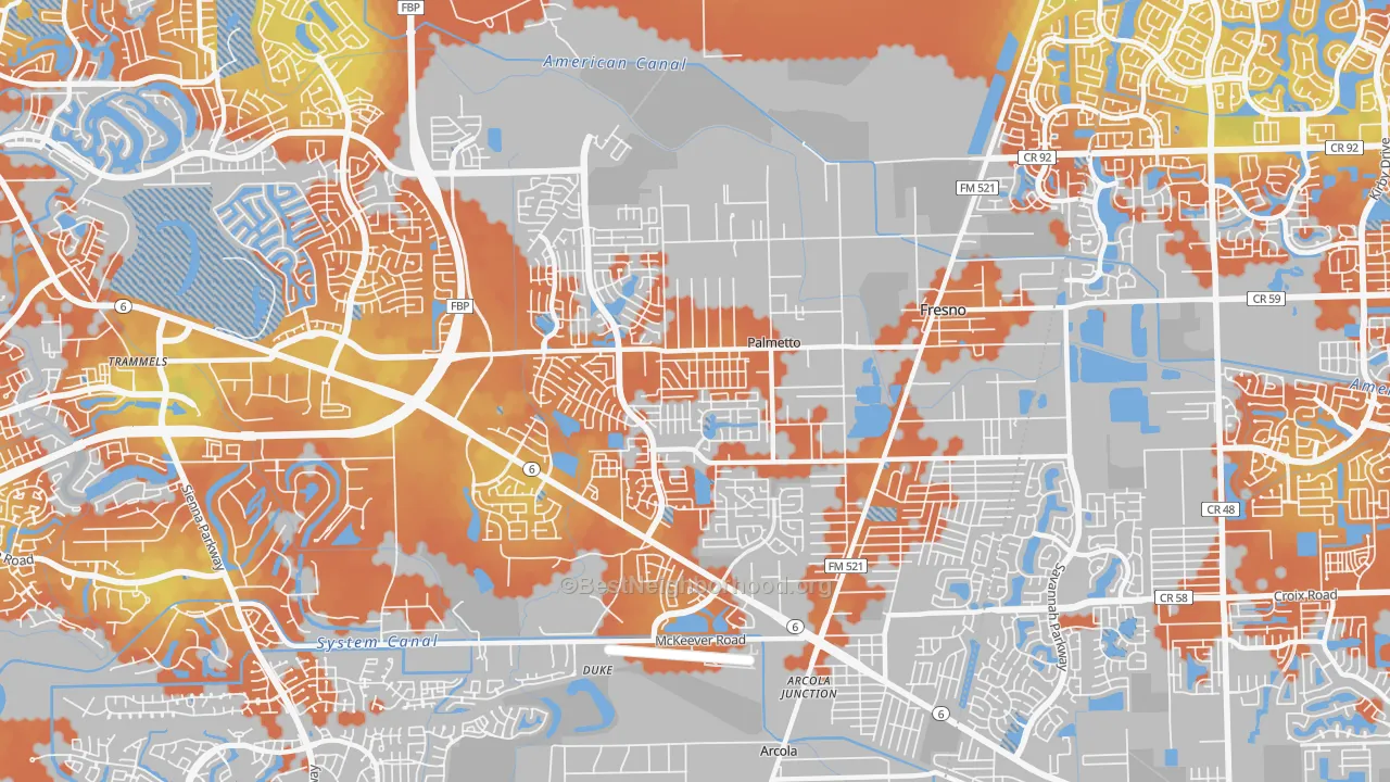 Bike Grade map of 77545, TX