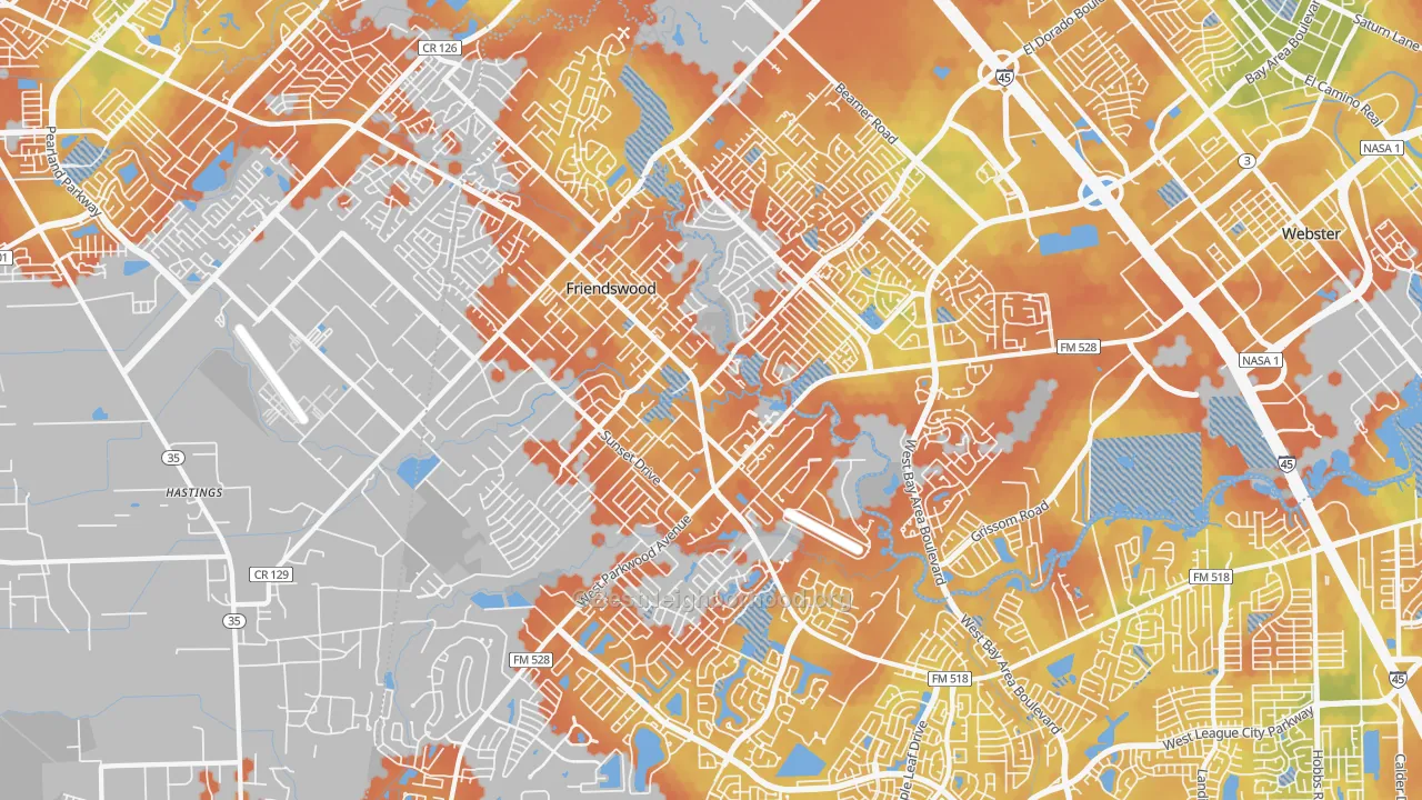 Bike Grade map of 77546, TX