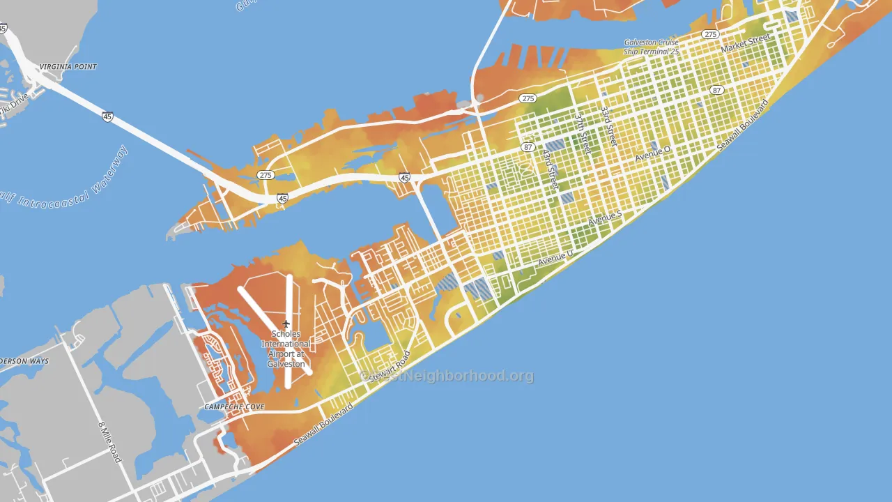 Bike Grade map of 77551, TX