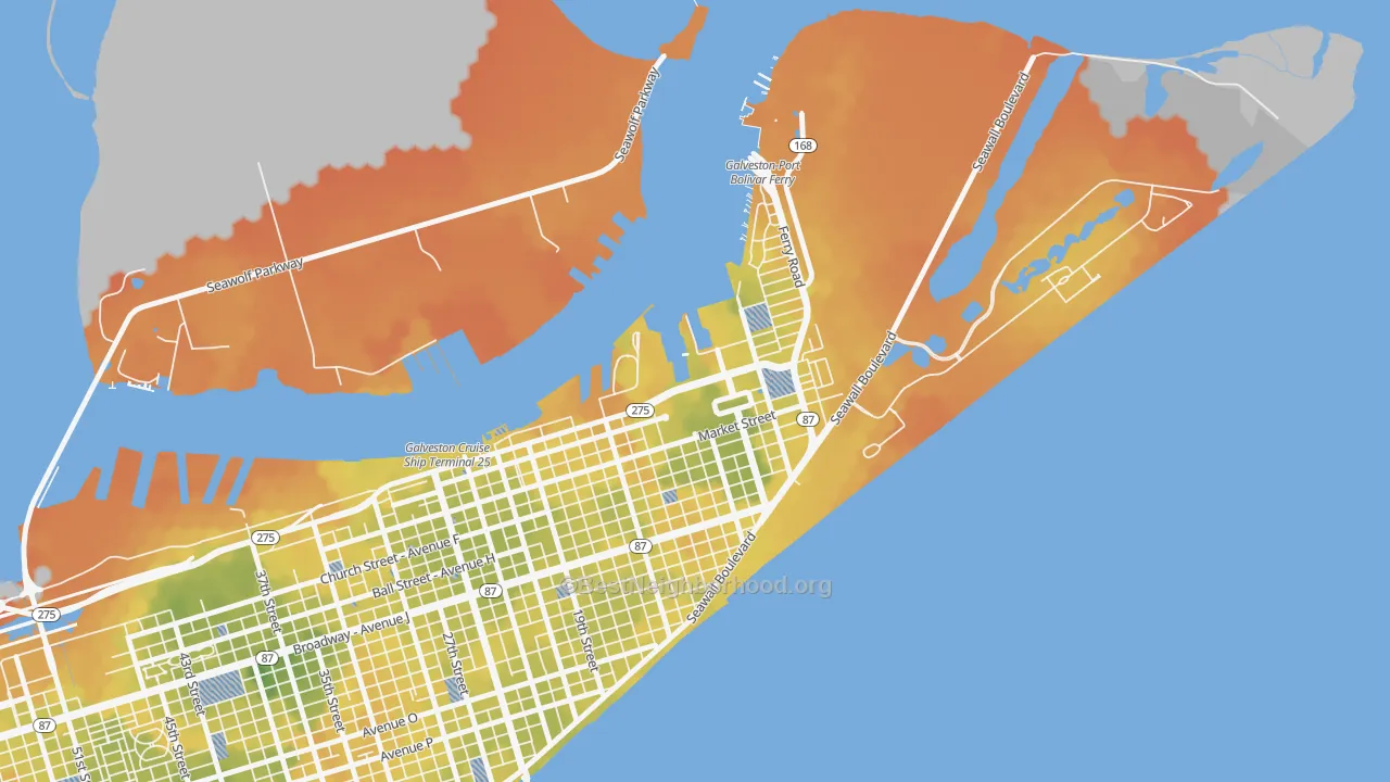 Bike Grade map of 77555, TX