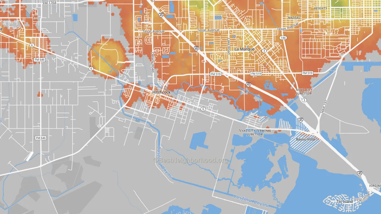 Bike Grade map of 77563, TX
