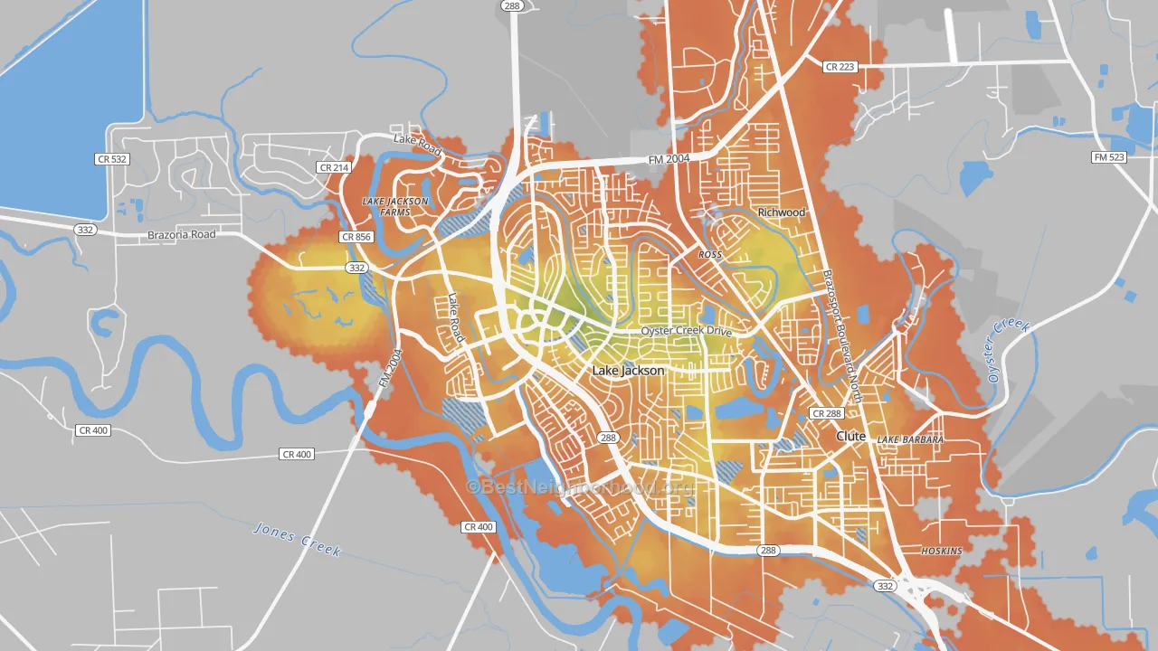 Bike Grade map of 77566, TX