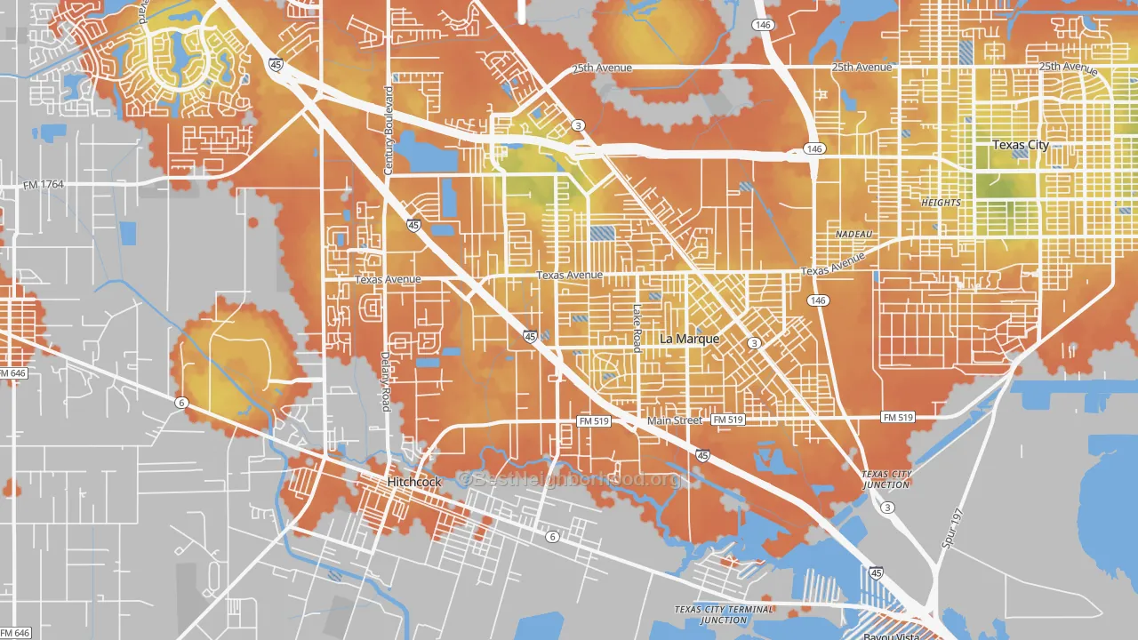 Bike Grade map of 77568, TX