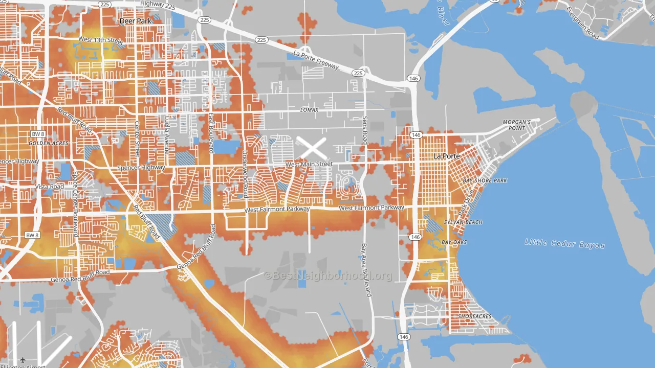 Bike Grade map of 77571, TX