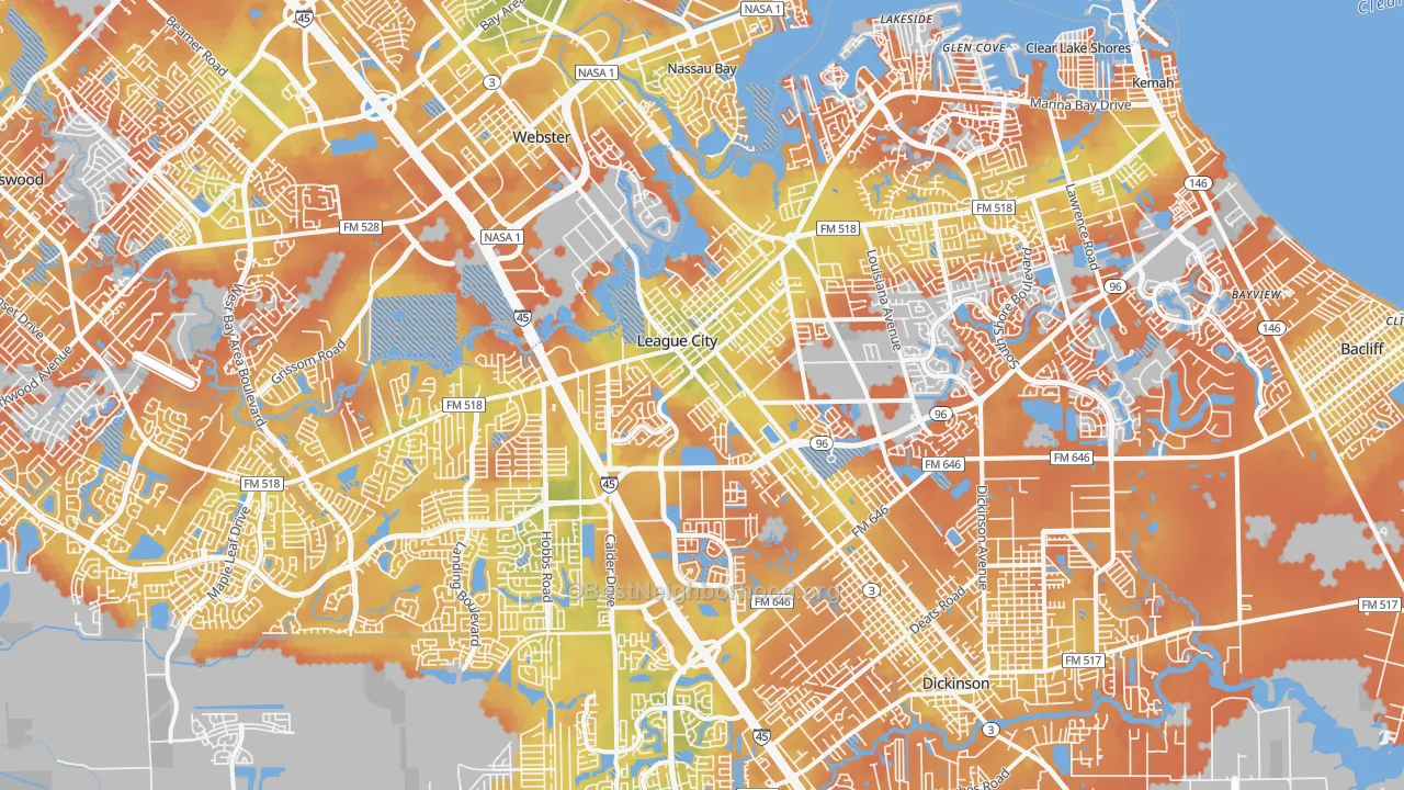 Bike Grade map of 77573, TX