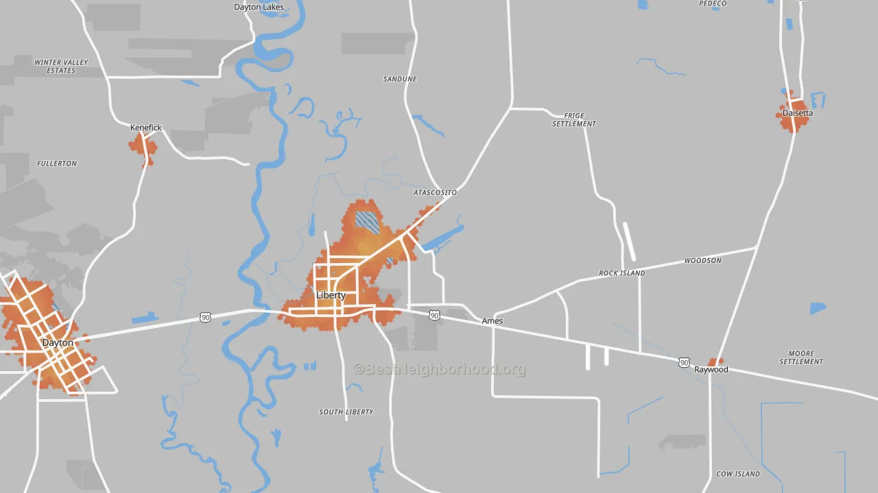 Bike Grade map of 77575, TX