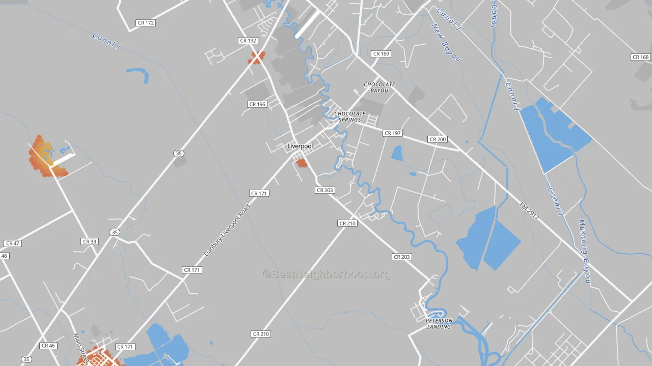 Bike Grade map of 77577, TX