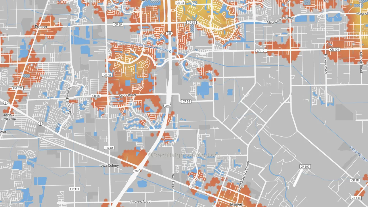 Bike Grade map of 77578, TX