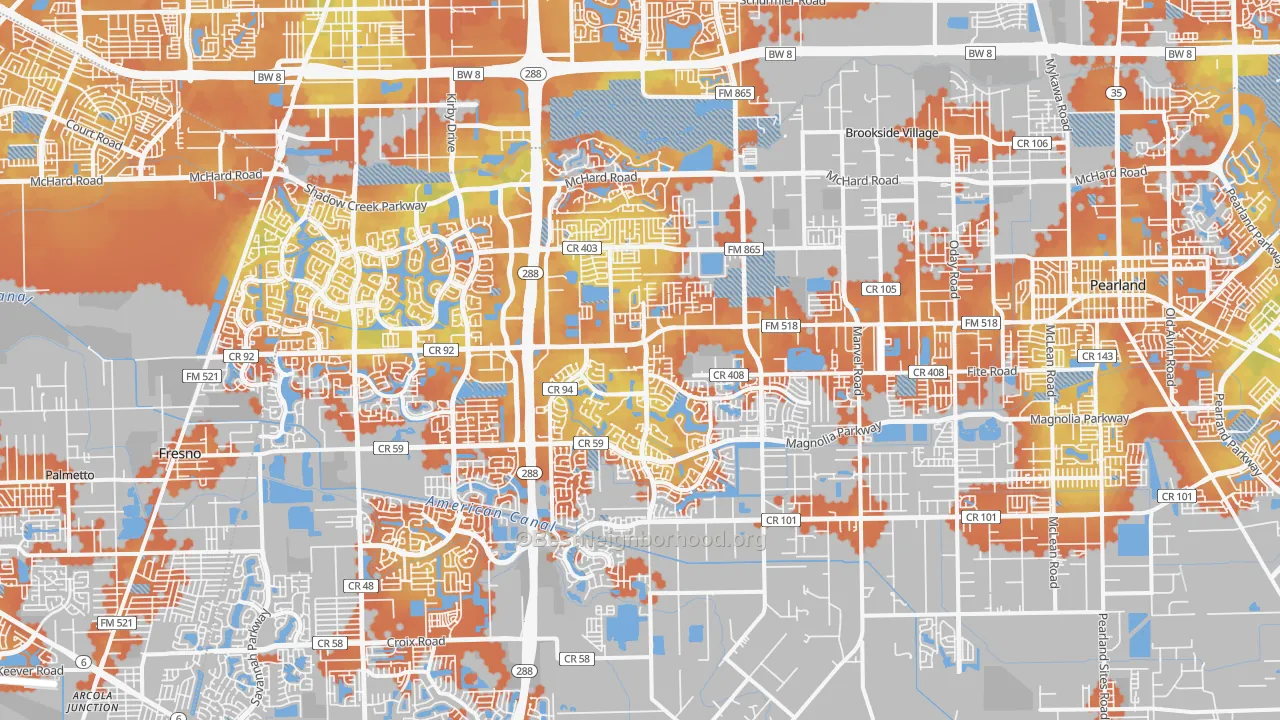Bike Grade map of 77584, TX