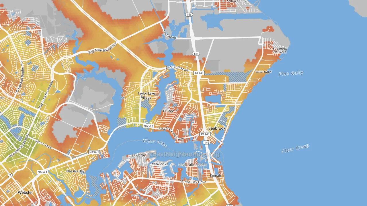 Bike Grade map of 77586, TX
