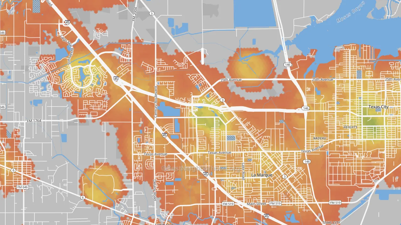 Bike Grade map of 77591, TX
