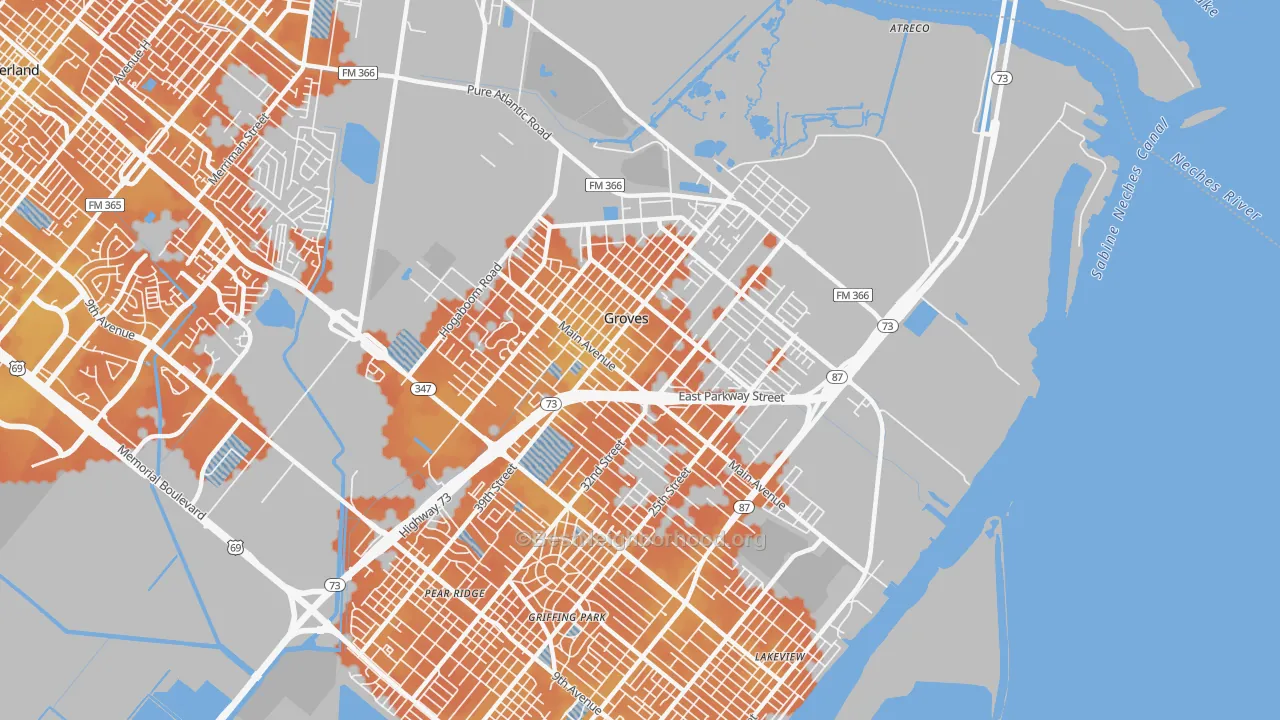 Bike Grade map of 77619, TX